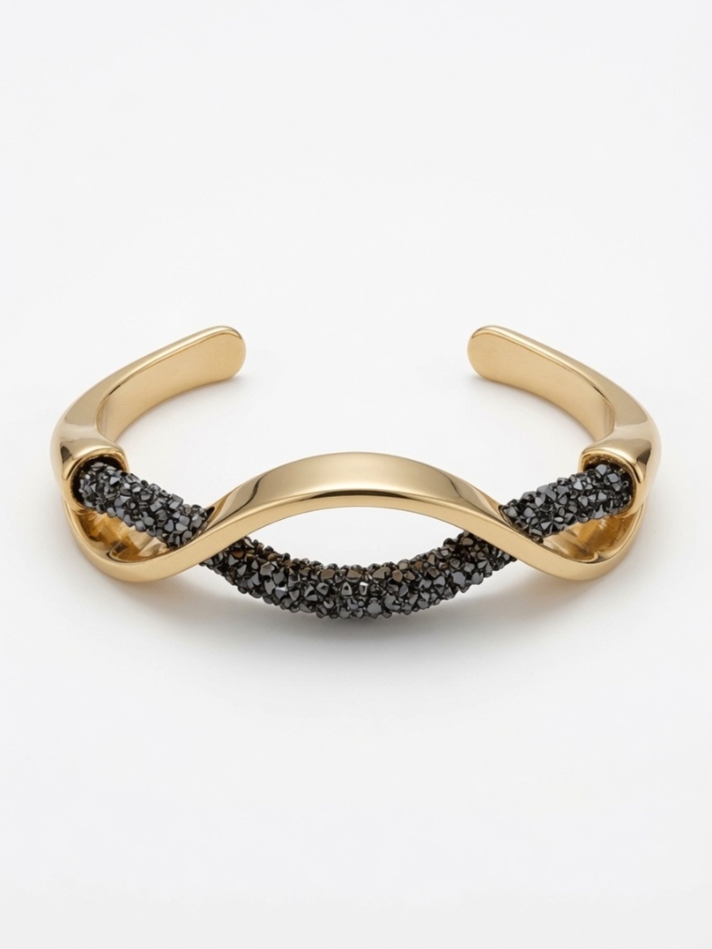 Gold-Tone Hematite Crystal Infinity Cuff Bracelet